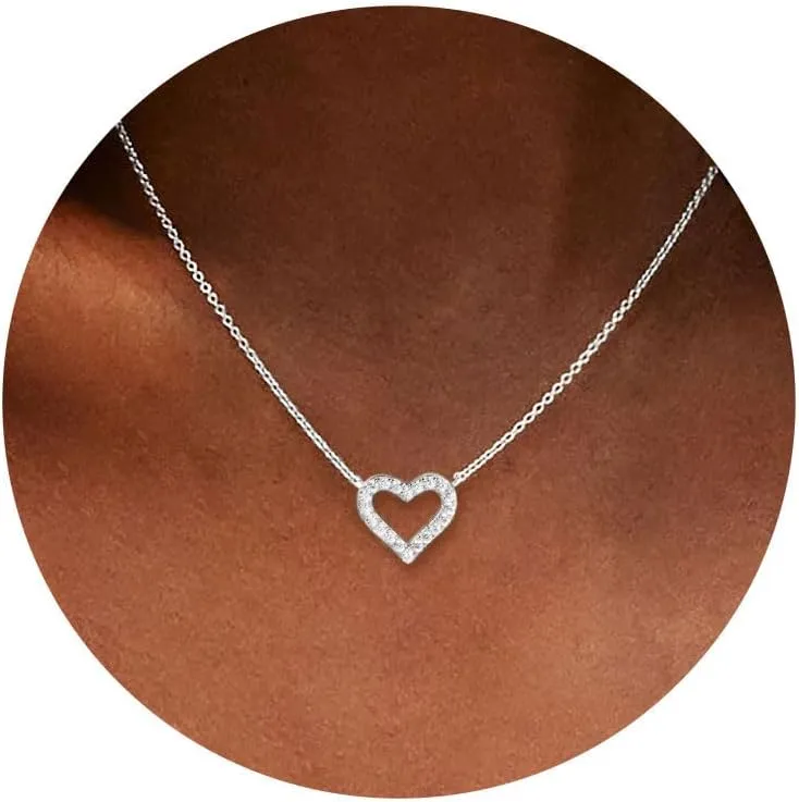 Heart Necklace, AAA  Cubic Zirconia, 14K Gold Plated Necklace for Women, Cute Dainty Love Pendant Necklaces for Women