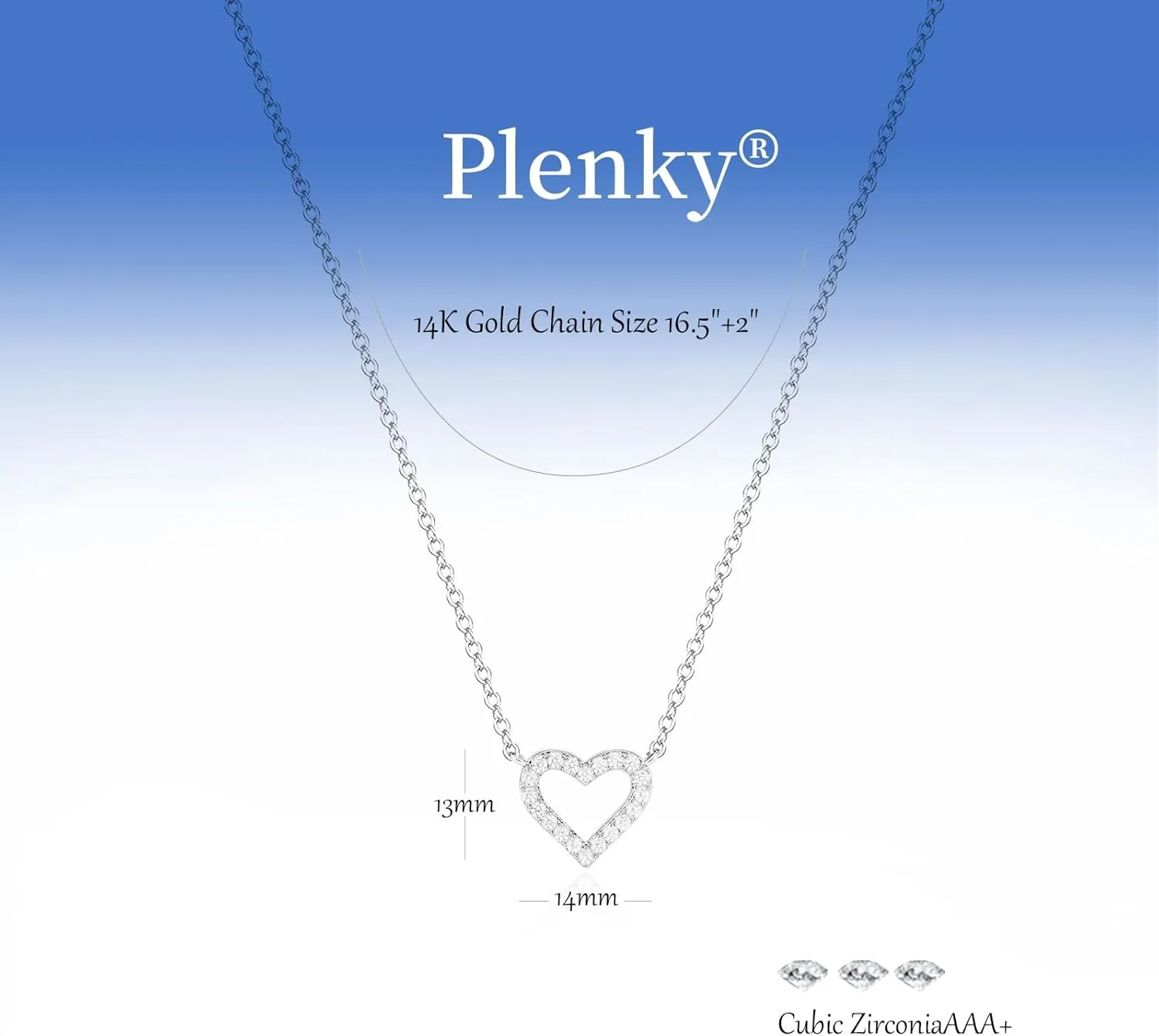 Heart Necklace, AAA  Cubic Zirconia, 14K Gold Plated Necklace for Women, Cute Dainty Love Pendant Necklaces for Women