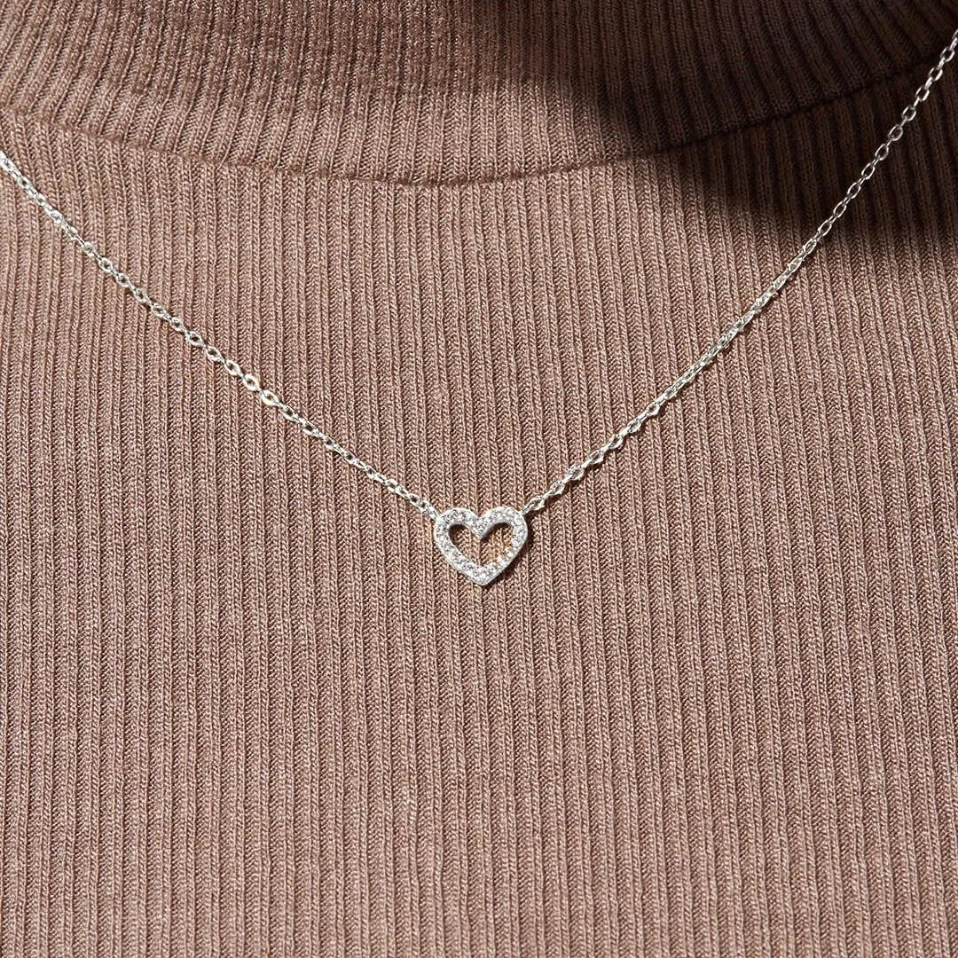 Heart Necklace, AAA  Cubic Zirconia, 14K Gold Plated Necklace for Women, Cute Dainty Love Pendant Necklaces for Women