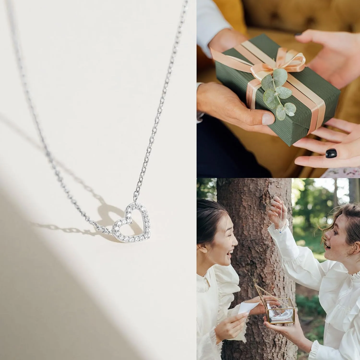 Heart Necklace, AAA  Cubic Zirconia, 14K Gold Plated Necklace for Women, Cute Dainty Love Pendant Necklaces for Women