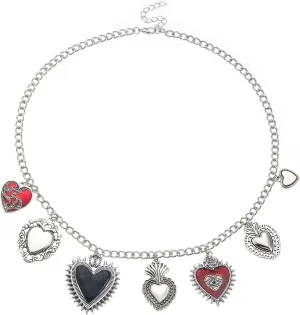 Heart Pendant Choker for Women,Goth Multiple Chunky Love Hearts Chain Necklace for Woman Jewelry Gifts,Dainty Vintage Boho Necklace