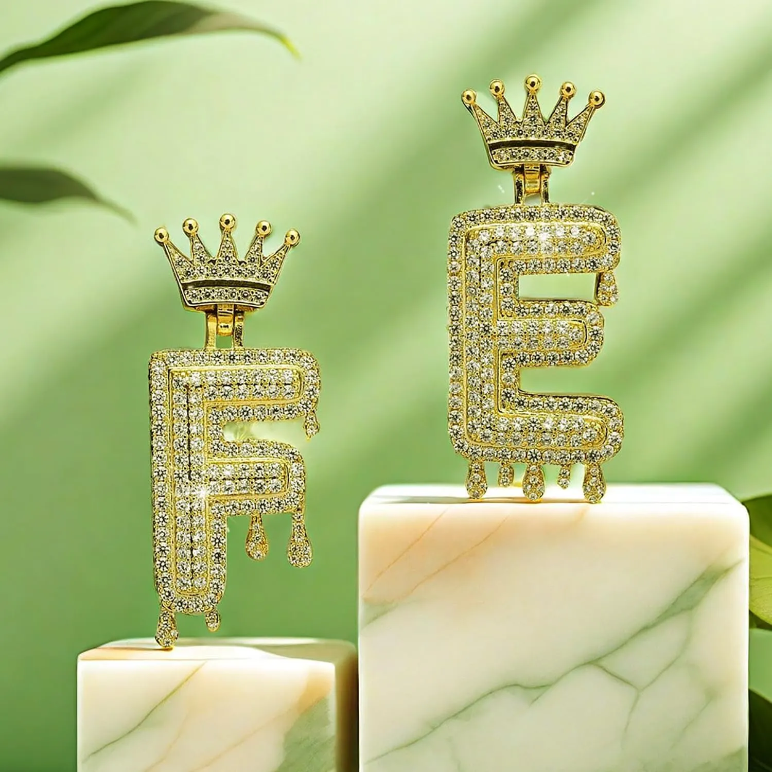 Hermosa Unisex Crown Letter Pendant Necklace 18K Gold Plated Zircon Jewelry with Twisted Chain, 17 2 Inch Adjustable, Gift for Women Men