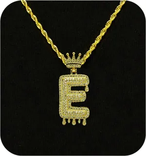 Hermosa Unisex Crown Letter Pendant Necklace 18K Gold Plated Zircon Jewelry with Twisted Chain, 17 2 Inch Adjustable, Gift for Women Men