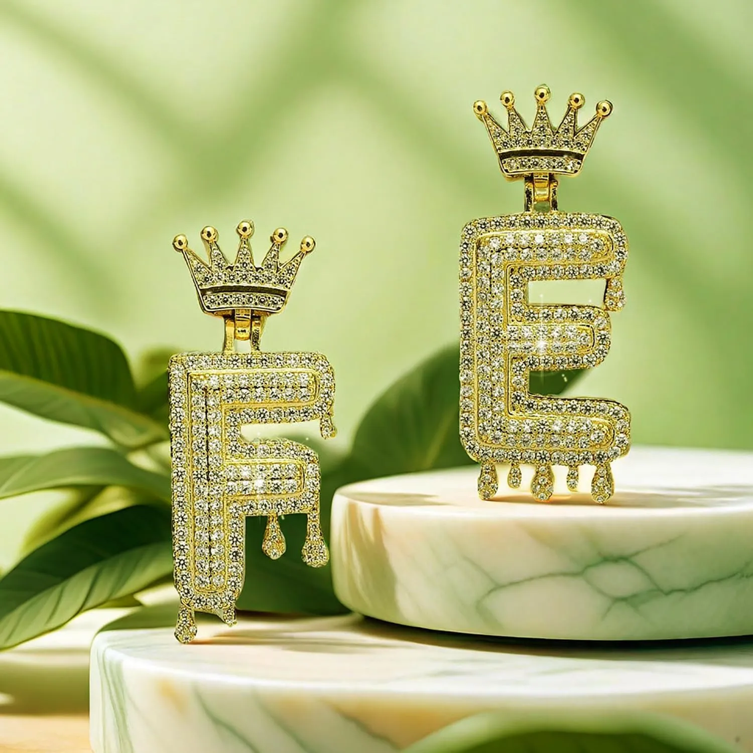 Hermosa Unisex Crown Letter Pendant Necklace 18K Gold Plated Zircon Jewelry with Twisted Chain, 17 2 Inch Adjustable, Gift for Women Men