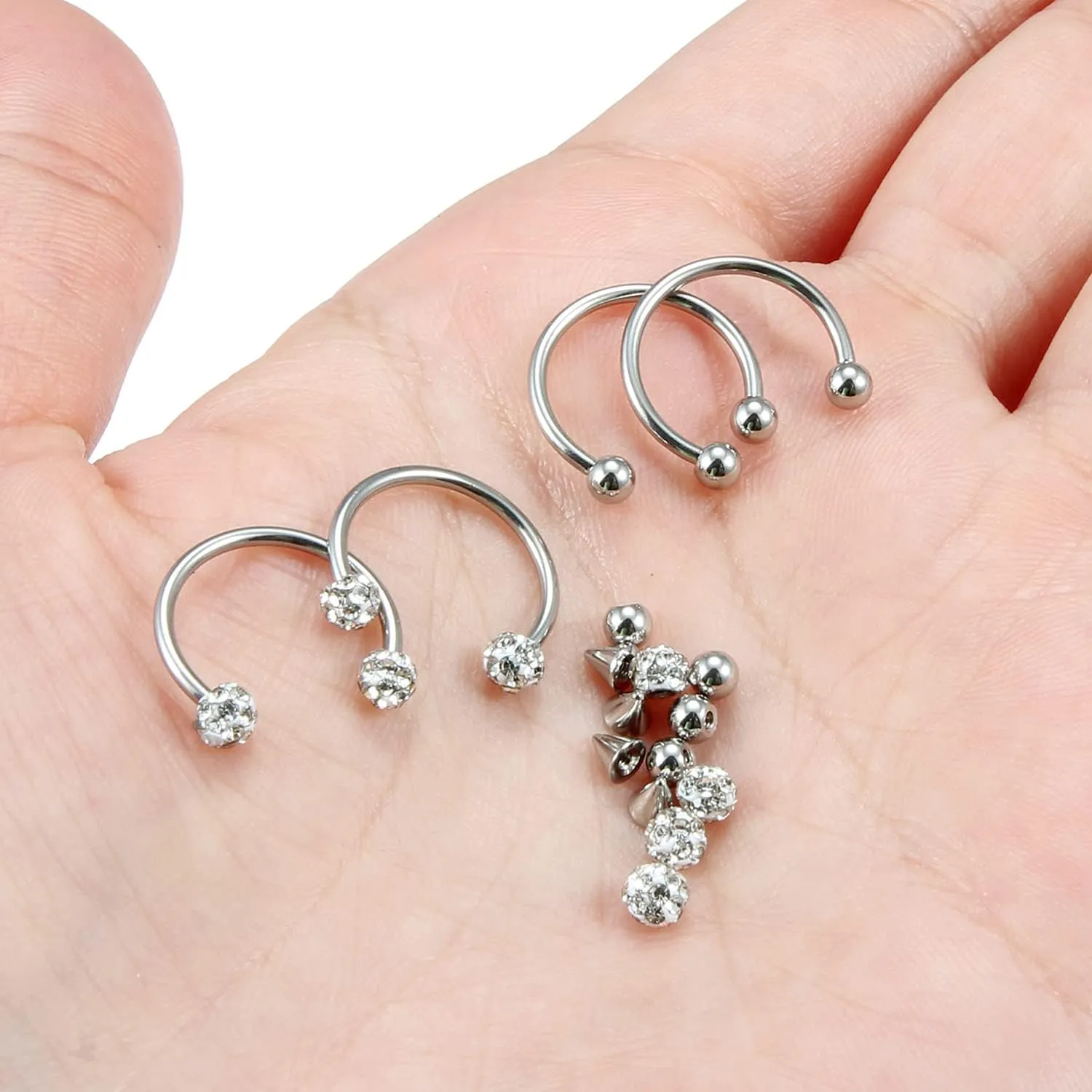 Hoeudjo Horseshoe Rings - Surgical Steel Nose Septum, Labret Lip, Eyebrow, Tragus, Daith, Helix Piercing Jewelry for Women & Men - 8-12mm