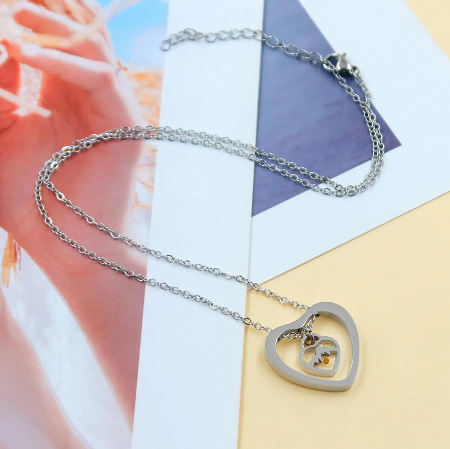Hollow Love Heart Shape Mustard Seed Necklaces | Stainless Steel Adjustable Chain Necklace for Women | Christian Inspirational Jewelry | YA5147