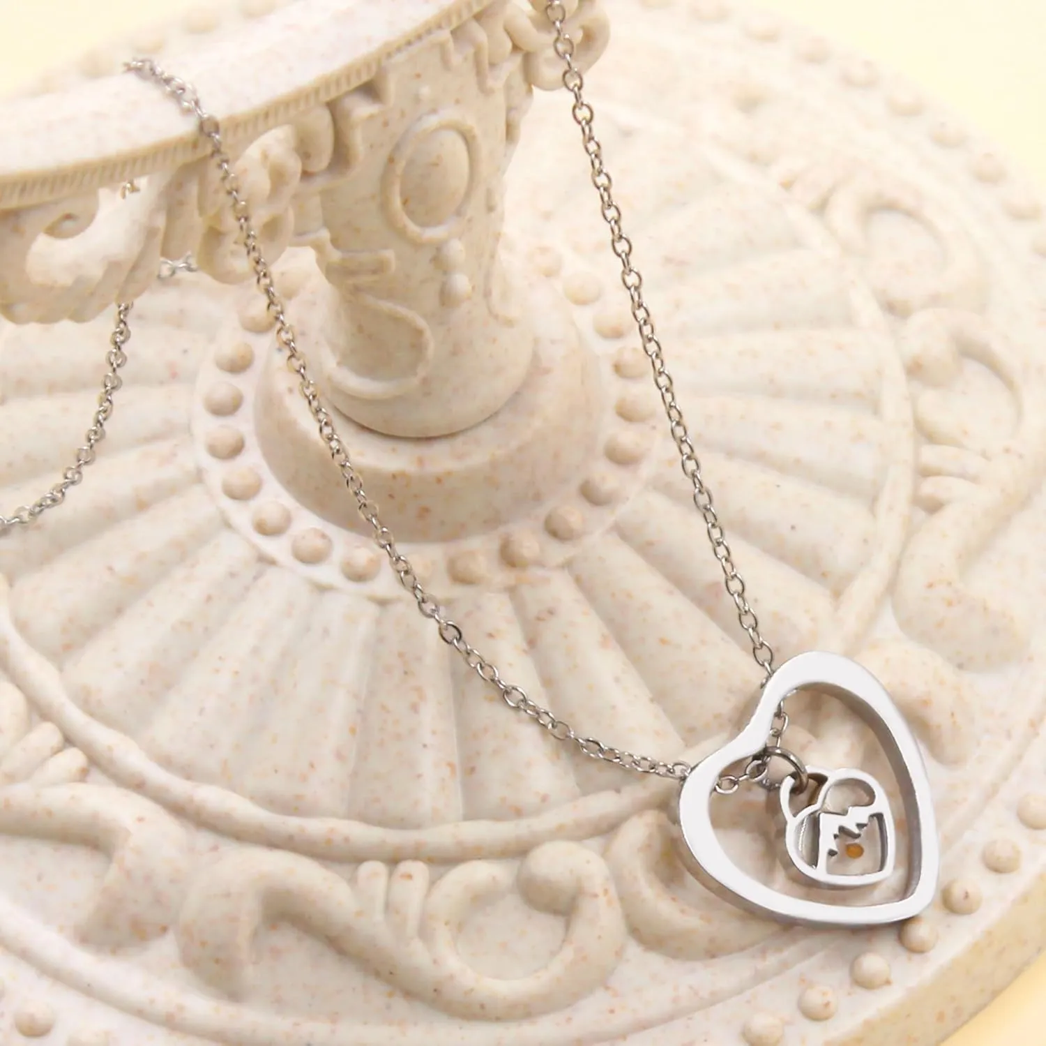 Hollow Love Heart Shape Mustard Seed Necklaces | Stainless Steel Adjustable Chain Necklace for Women | Christian Inspirational Jewelry | YA5147