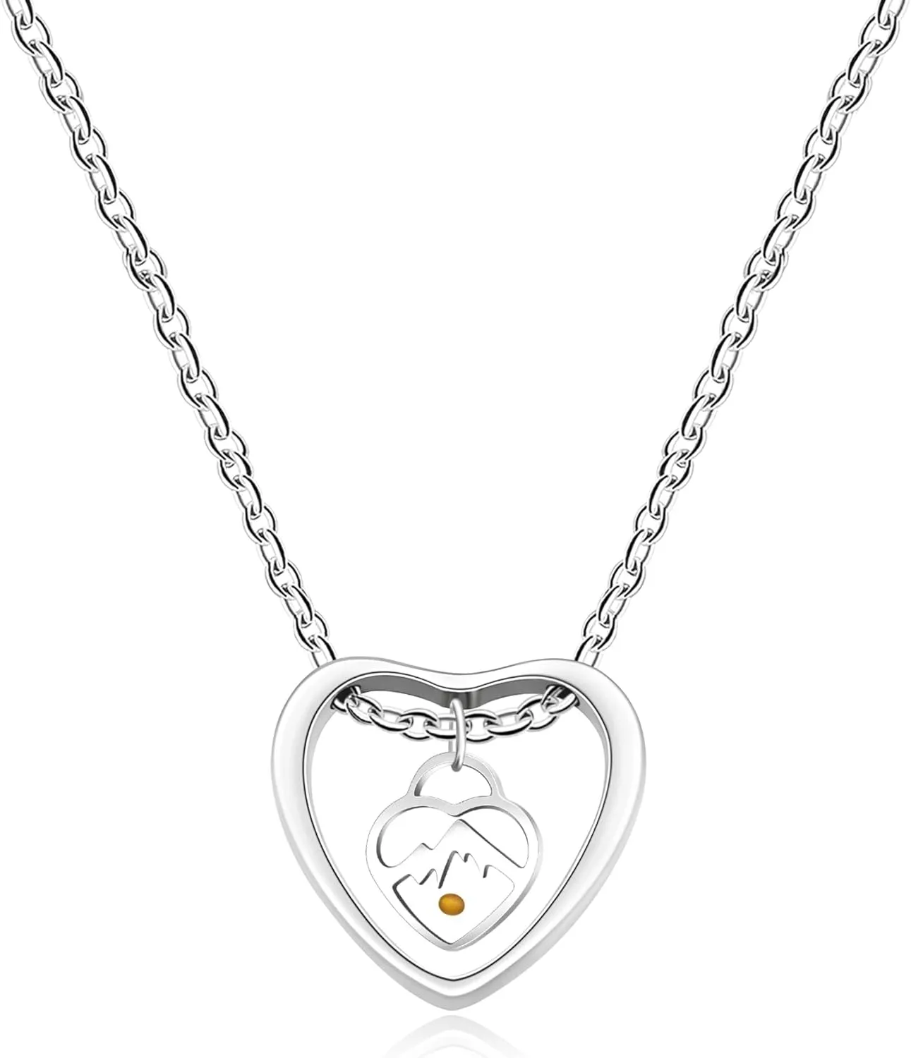 Hollow Love Heart Shape Mustard Seed Necklaces | Stainless Steel Adjustable Chain Necklace for Women | Christian Inspirational Jewelry | YA5147