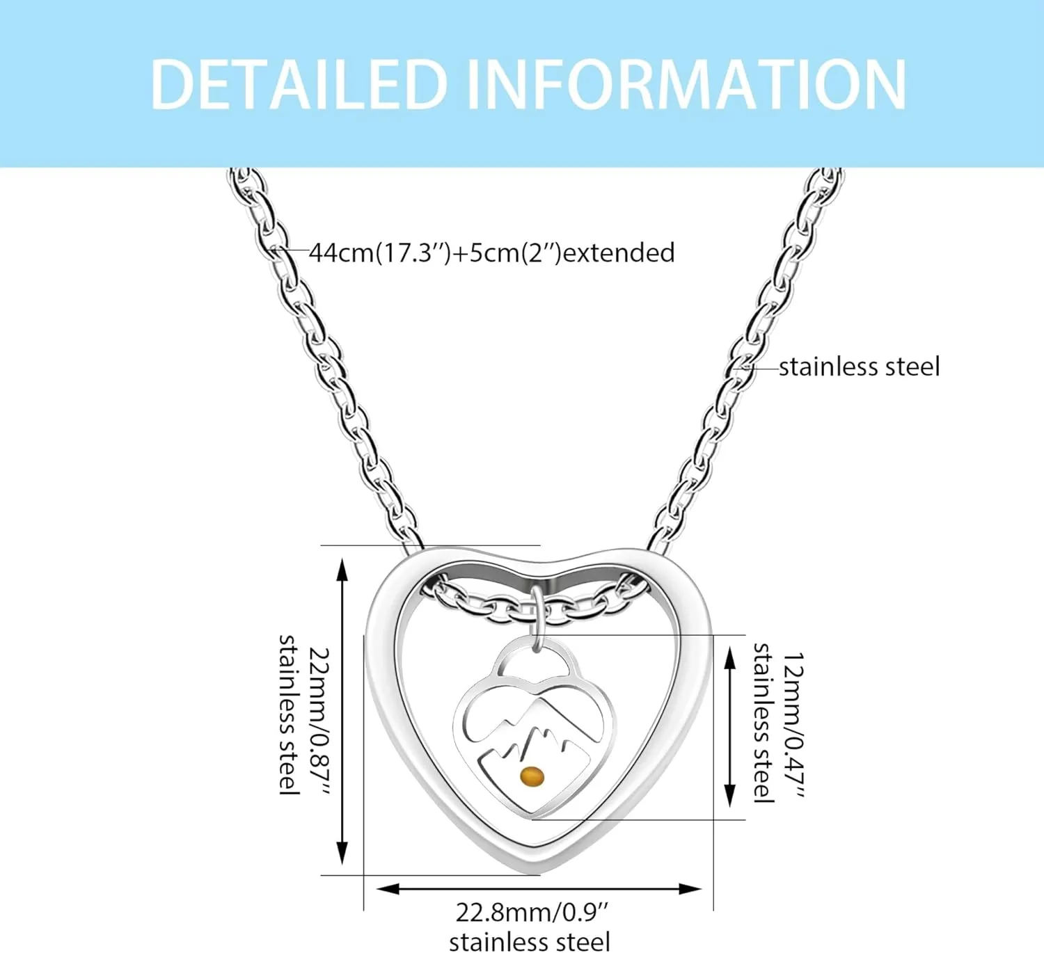 Hollow Love Heart Shape Mustard Seed Necklaces | Stainless Steel Adjustable Chain Necklace for Women | Christian Inspirational Jewelry | YA5147