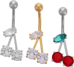 Homoyoyo 3pcs Belly Button Rings Navel Piercing Jewelry Zircon Comfortable Bellybutton Jewelry for Women Versatile Styles for Any Occasion