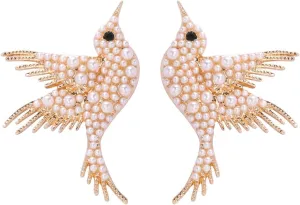 Hummingbird Stud Earrings Alloy Animal Earring Colorful Dangle Cute Crystal Bird Earrings Jewelry for Women