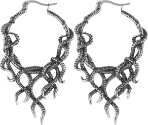 HZMAN Octopus Tentacle/Snakes Earrings for Men Women Stainless Steel Retro Gothic Punk Piercing Intricate Hoop Earring Jewelry Gift