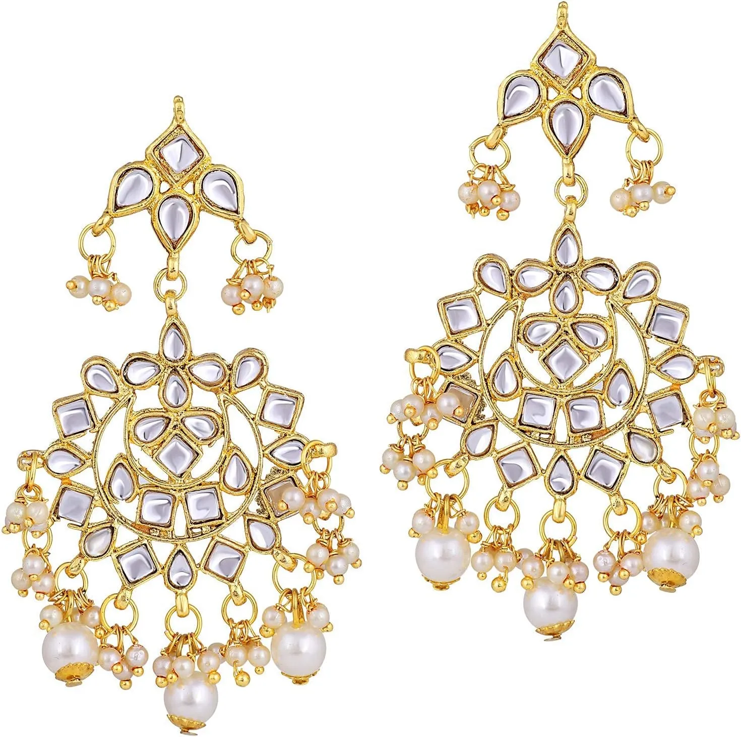 I Jewels Indian Gold Plated Traditional Kundan Choker Ethnic Bollywood Designer Jewelry Set with Earrings & Maang Tikka For Women