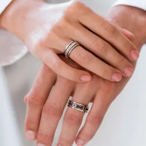 icedout 2 Ct Round Cut Diamond Unique Wedding Bands Beautiful Couple Rings Set For His and Her 14K Two Tone Gold Finish Solid 925 Sterling Silver Handmade Personalized Anniversary Couple Jewelry