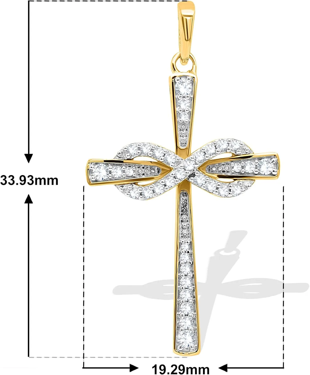Infinity Religious Cross Pendant Necklaces for Women - 1/4 Cttw Round Cut Diamond Necklace 18" Chain in 14K Gold (0.27 Carat, I-J Color, I2 Clarity)