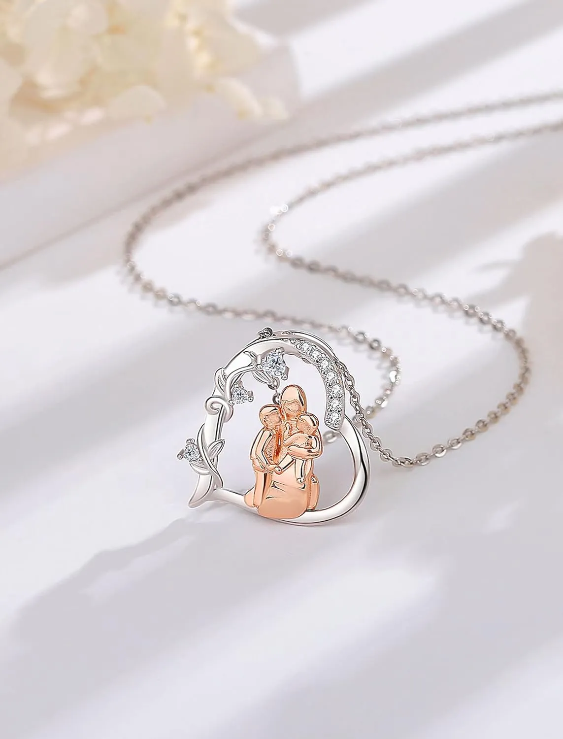 INFUSEU Sterling Silver Mother Daughter Necklaces Small Heart Matching Set for Mothers Day Birthday Gifts, 20" 18" Chain