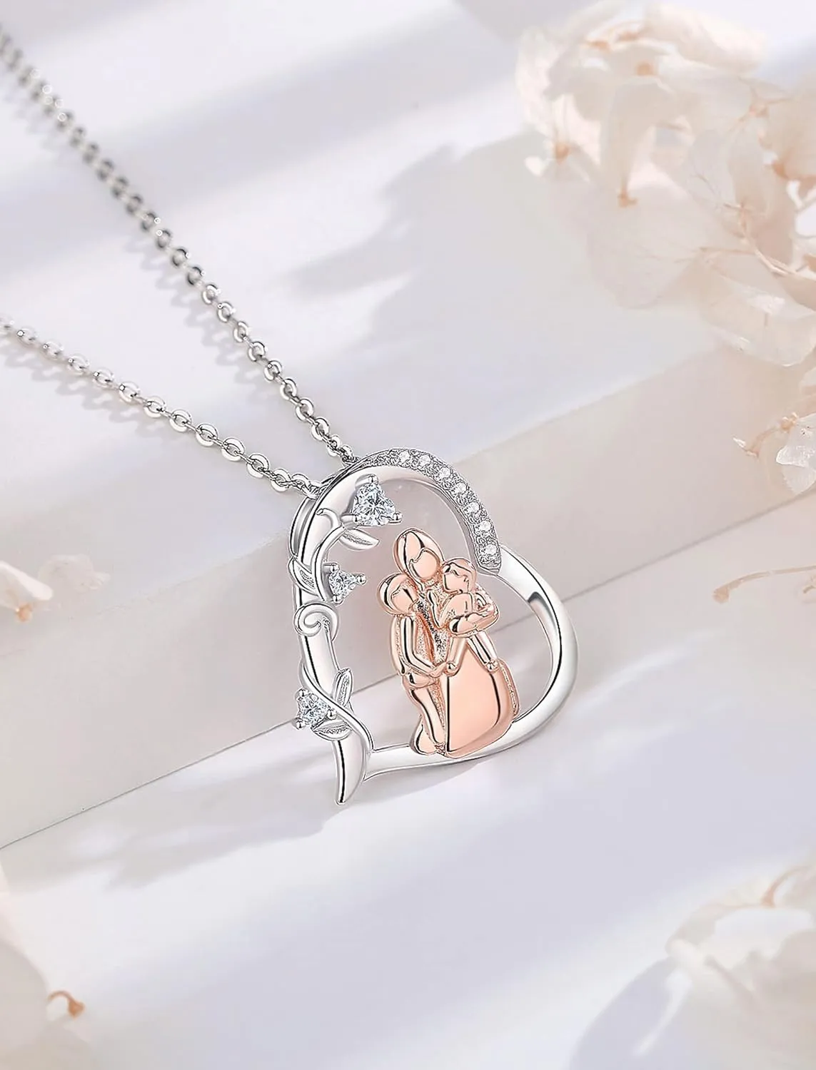 INFUSEU Sterling Silver Mother Daughter Necklaces Small Heart Matching Set for Mothers Day Birthday Gifts, 20" 18" Chain