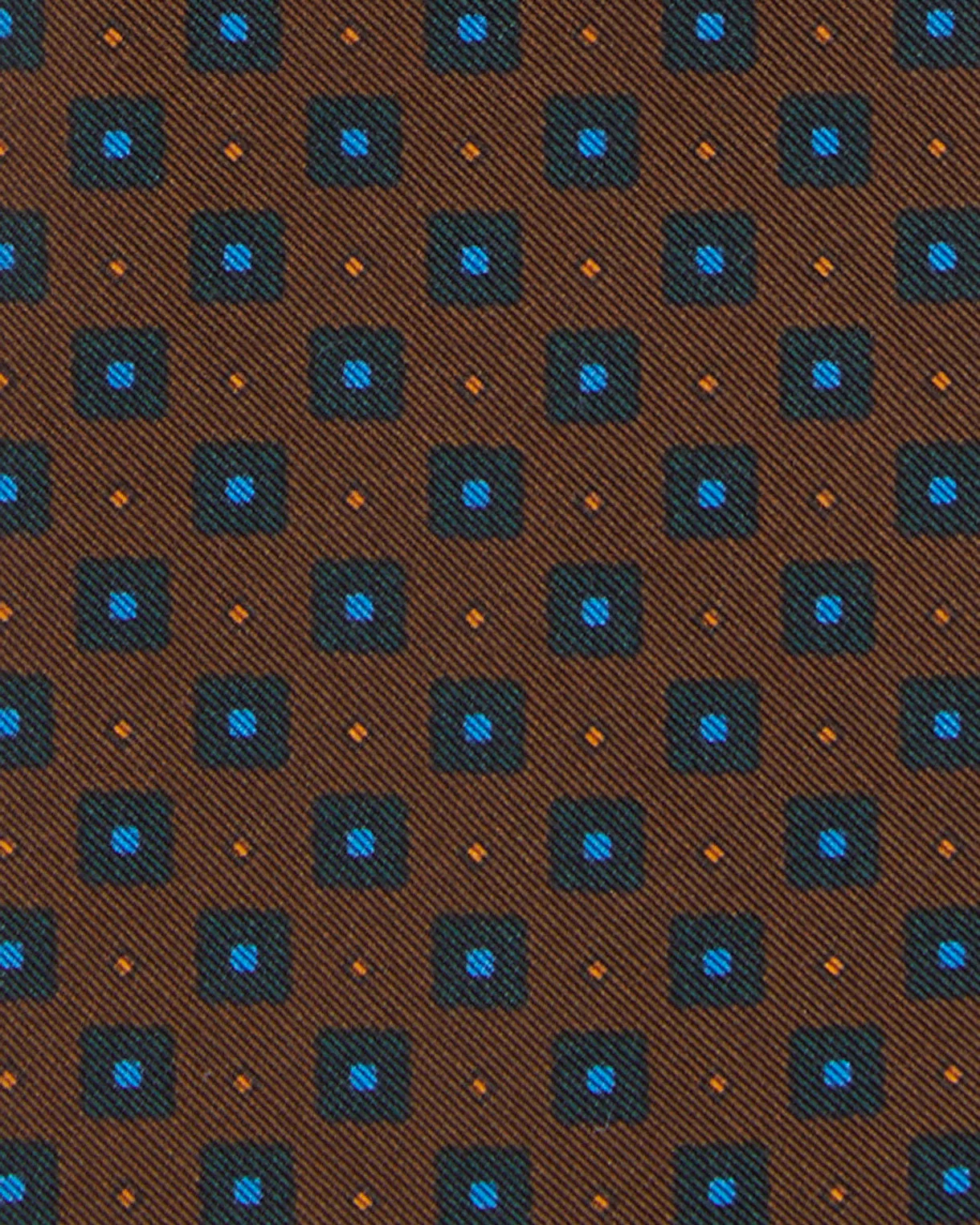 Irish Poplin Tie in Brown/Army/Blue Foulard