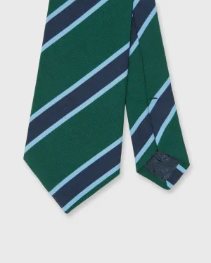 Irish Poplin Tie in Hunter/Navy/Sky Stripe