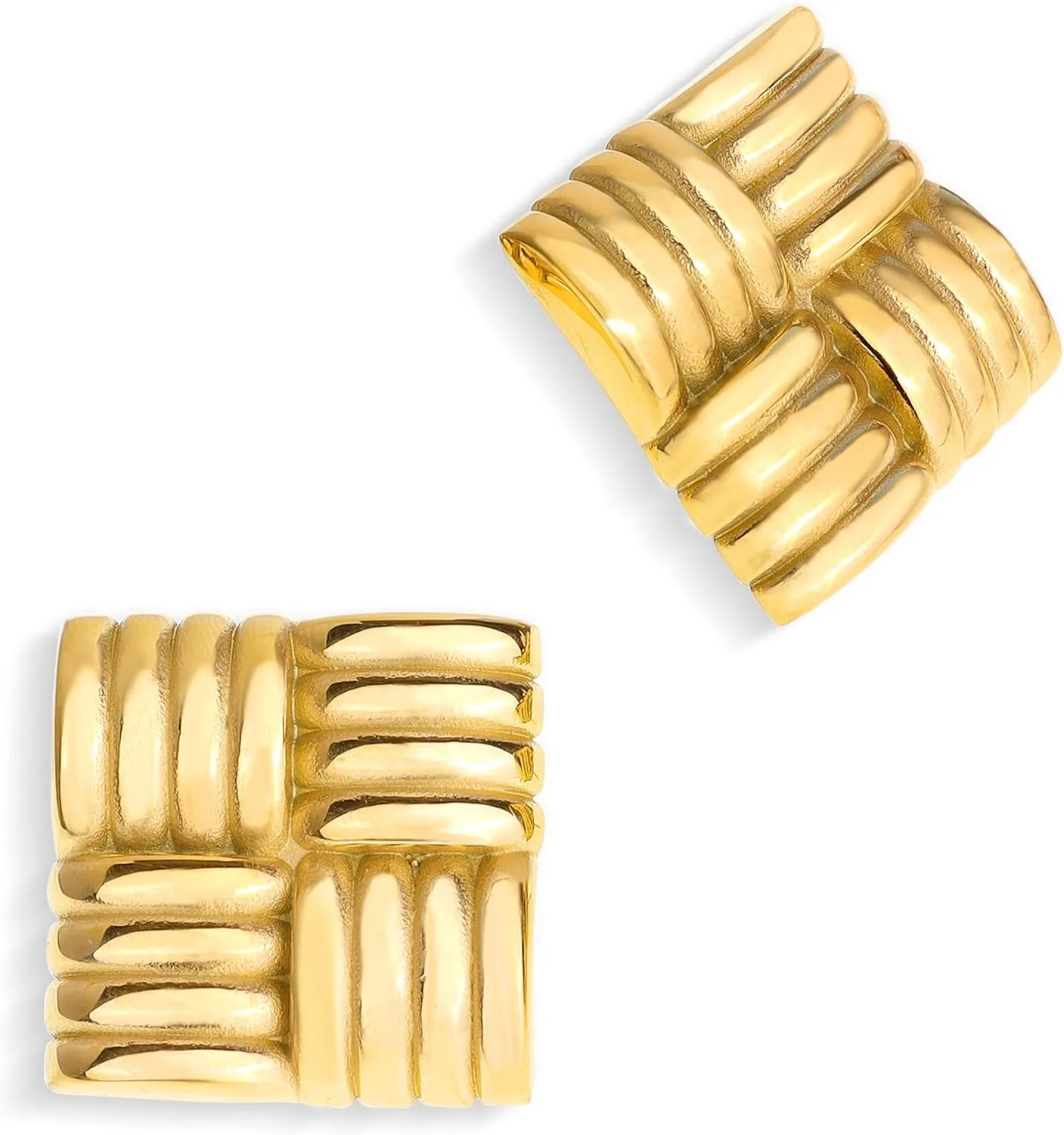 JeanBeau Chunky Large Square Stud Earrings for Women, Trendy Statement Geometric Rectangle Textured Lightweight Hypoallergenic Earing Prom Fashion Jewelry Gift
