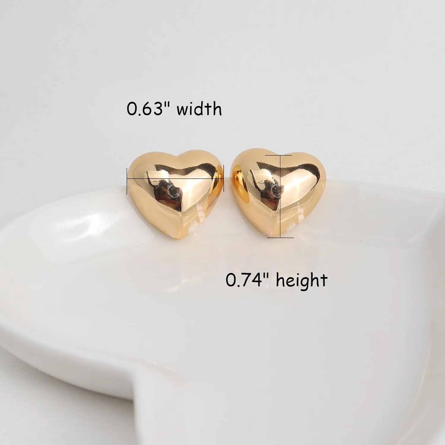 JeanBeau Gold Chunky Heart Dangle Drop Double Stud Earrings for Women, Valentine Trendy Statement Love Dangling Hypoallergenic Earing Wedding Prom Jewelry Gift