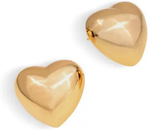 JeanBeau Gold Chunky Heart Dangle Drop Double Stud Earrings for Women, Valentine Trendy Statement Love Dangling Hypoallergenic Earing Wedding Prom Jewelry Gift