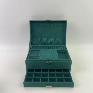 Jewellery caskets,Jewelry Box for Women Girl Wife - Large PU Leather Jewelry Organizer Storage Case with Two Layers Display for Earrings Bracelets Rings Watches (Green)