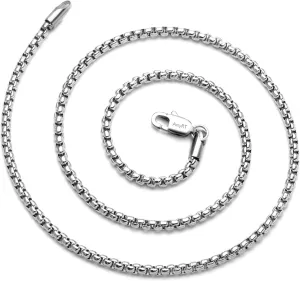 Jewelry 3mm Titanium Steel Rolo Silver Chain Necklaces for Women Men 16 to 30 in