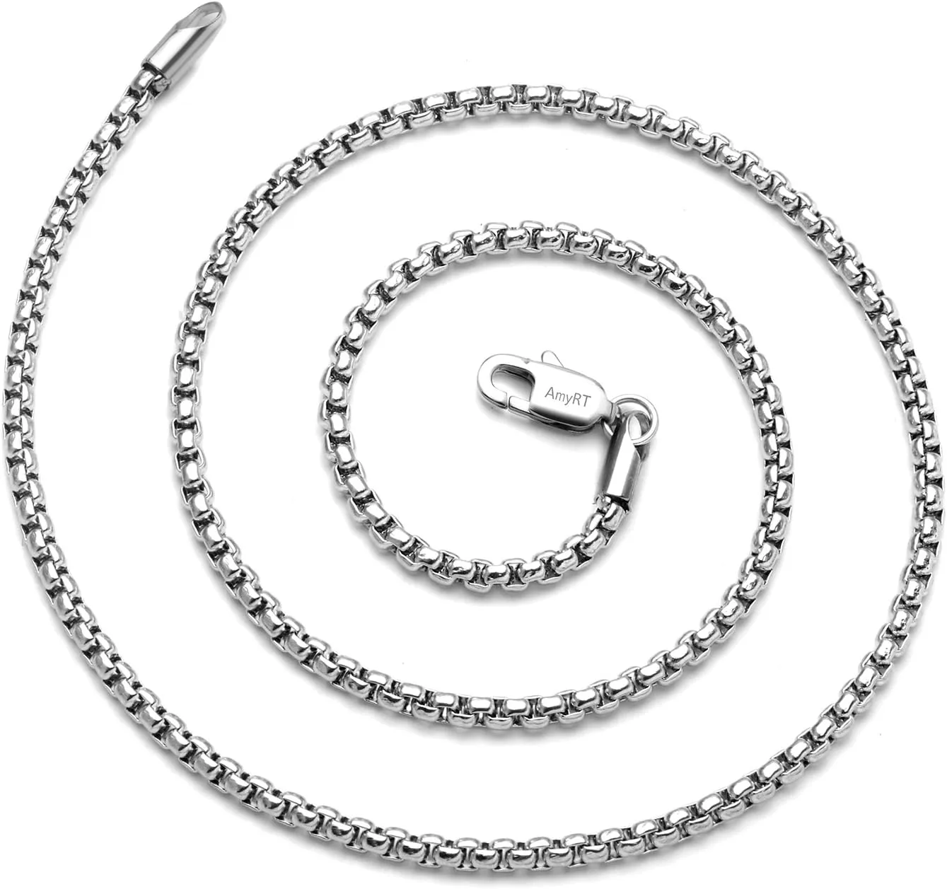 Jewelry 3mm Titanium Steel Rolo Silver Chain Necklaces for Women Men 16 to 30 in