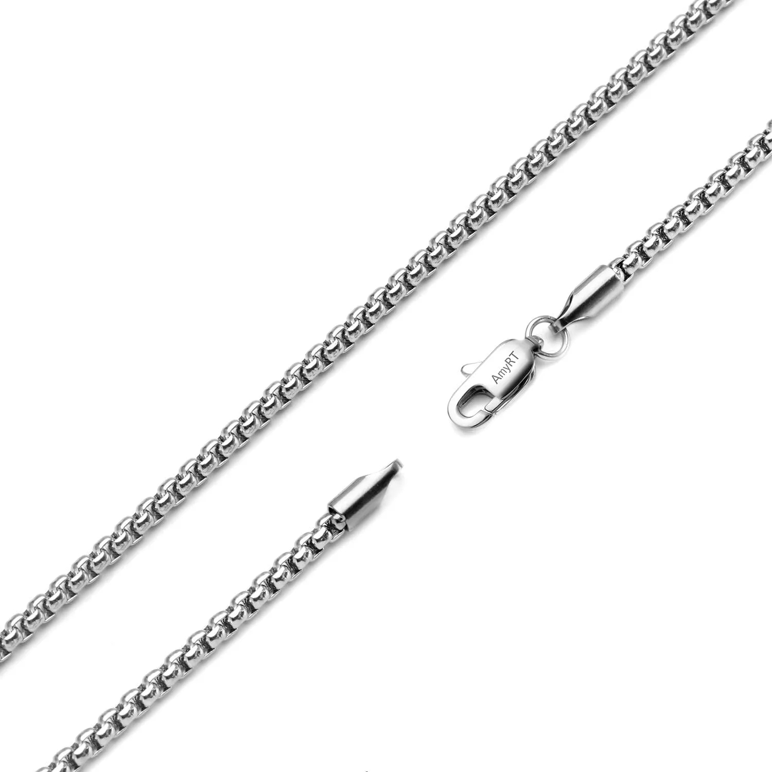 Jewelry 3mm Titanium Steel Rolo Silver Chain Necklaces for Women Men 16 to 30 in