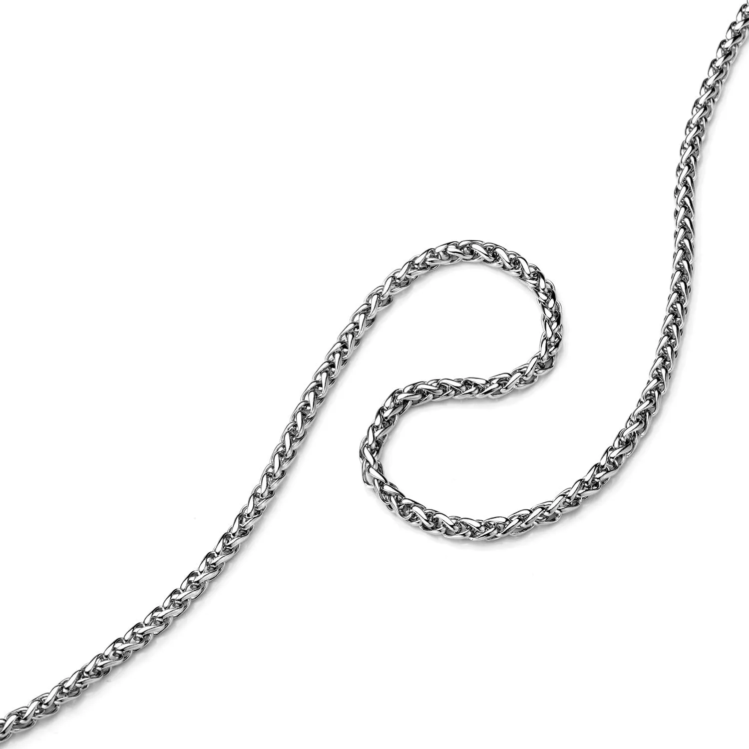 Jewelry 4mm Titanium Steel Wheat Silver Chain Necklaces for Men & Women 16 to 30 in