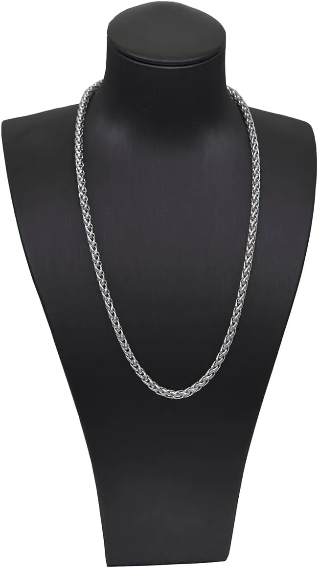 Jewelry 4mm Titanium Steel Wheat Silver Chain Necklaces for Men & Women 16 to 30 in