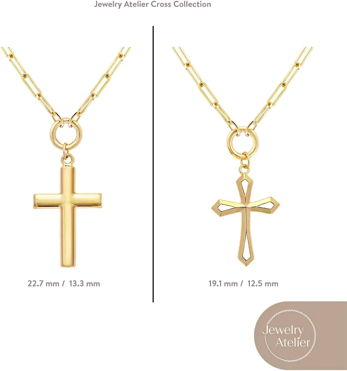 Jewelry Atelier Gold Filled Pendant Necklace Collection - 14K Yellow Gold Filled Pendant Necklace with Solid Clip Chain for Women (Different Sizes and Styles with Extension/Adjustable Chain)