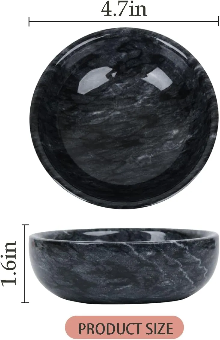 Jewelry Dish,Natural Marble Jewelry Dish,Trinket Tray,Ring Holder,Key Bowl,Unique Jewelry Tray for Home Decoration,Mother's Day,Birthday and Other Holiday Gifts(Black)