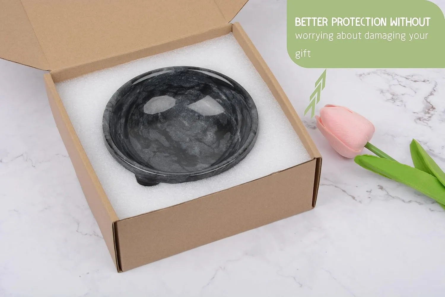 Jewelry Dish,Natural Marble Jewelry Dish,Trinket Tray,Ring Holder,Key Bowl,Unique Jewelry Tray for Home Decoration,Mother's Day,Birthday and Other Holiday Gifts(Black)