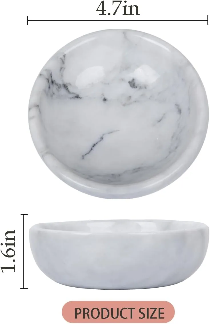 Jewelry Dish,Natural Marble Jewelry Dish,Trinket Tray,Ring Holder,Key Bowl,Unique Jewelry Tray for Home Decoration,Mother's Day,Birthday and Other Holiday Gifts(White Grey)