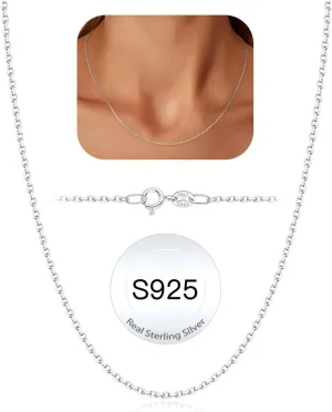 Jewlpire Italian 1.3mm Cable Chain 925 Sterling Silver Chain Necklace for Women, 14K Gold Chain for Women Sturdy Women's Chain Necklaces 14 16 18 20 22 24 26 Inch