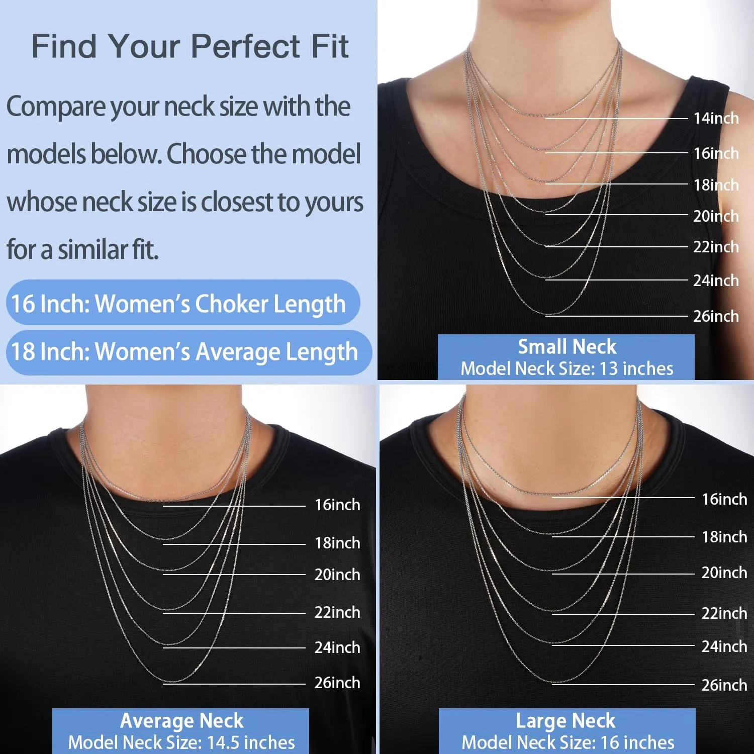 Jewlpire Italian 1.3mm Cable Chain 925 Sterling Silver Chain Necklace for Women, 14K Gold Chain for Women Sturdy Women's Chain Necklaces 14 16 18 20 22 24 26 Inch