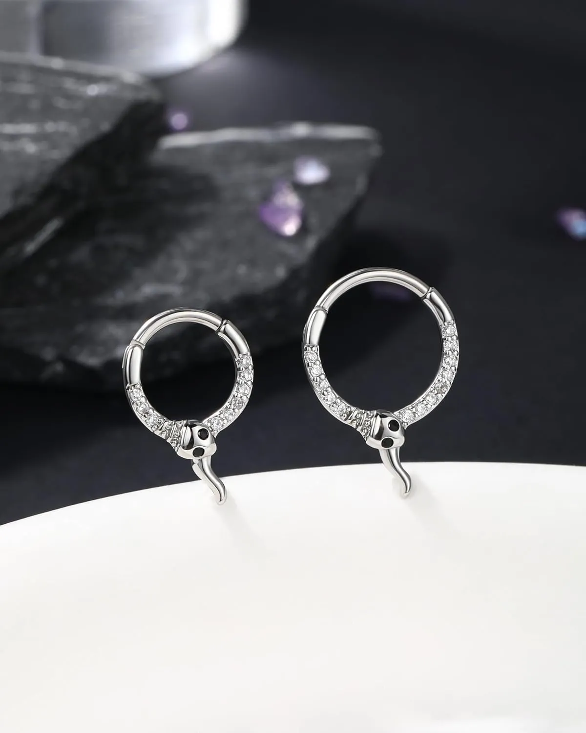Jewseen 16g Cartilage Hoop Earrings Snake Septum Rings Surgical Steel Helix Earrings Daith Piercing Jewelry for Women Men