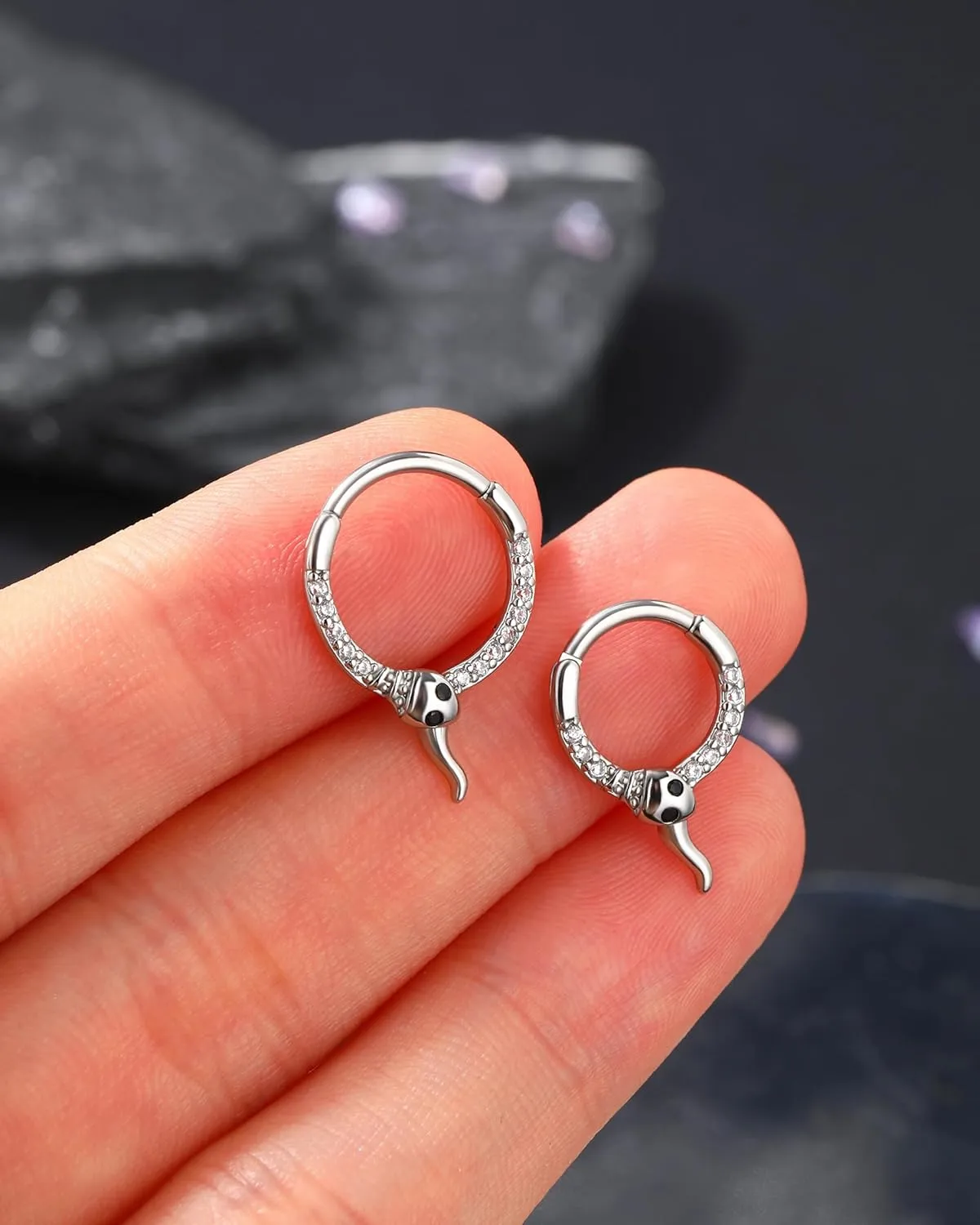 Jewseen 16g Cartilage Hoop Earrings Snake Septum Rings Surgical Steel Helix Earrings Daith Piercing Jewelry for Women Men