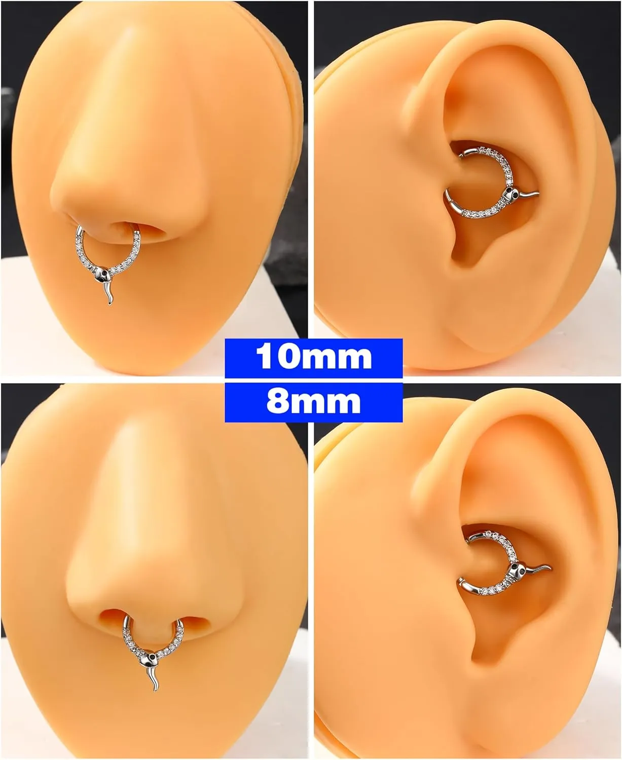 Jewseen 16g Cartilage Hoop Earrings Snake Septum Rings Surgical Steel Helix Earrings Daith Piercing Jewelry for Women Men