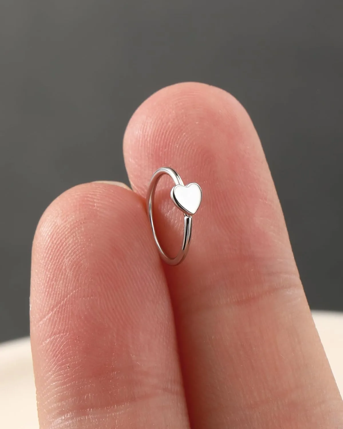 Jewseen 20g Nose Rings Hoops 925 Sterling Silver Hoop Nose Rings Heart Nose Piercing Jewelry Cartilage Hoop Earrings Helix Conch Tragus Earrings Lip Piercing Jewelry for Women