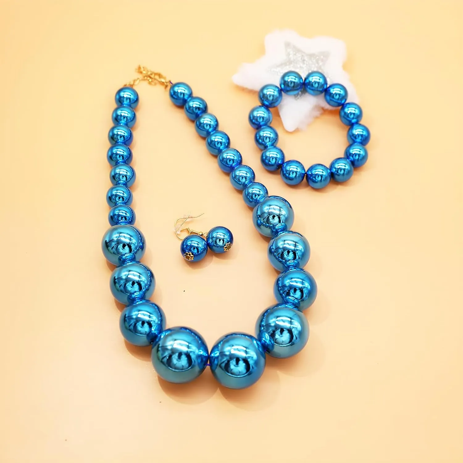 JNF Chunky Big Pearl Necklace for Women Faux Pearls Necklace set Large Beaded Pearl Collar Choker Necklaces Christmas Jewelry