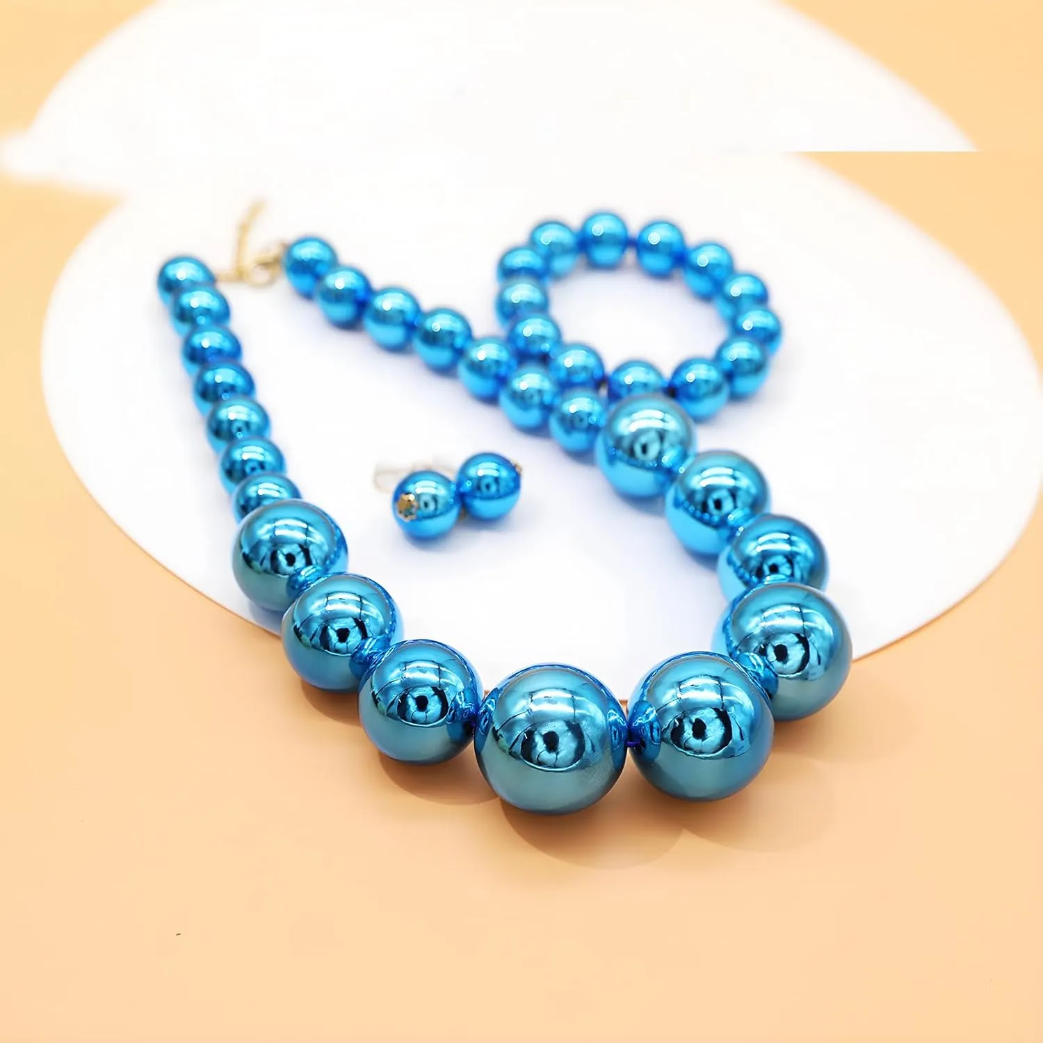 JNF Chunky Big Pearl Necklace for Women Faux Pearls Necklace set Large Beaded Pearl Collar Choker Necklaces Christmas Jewelry
