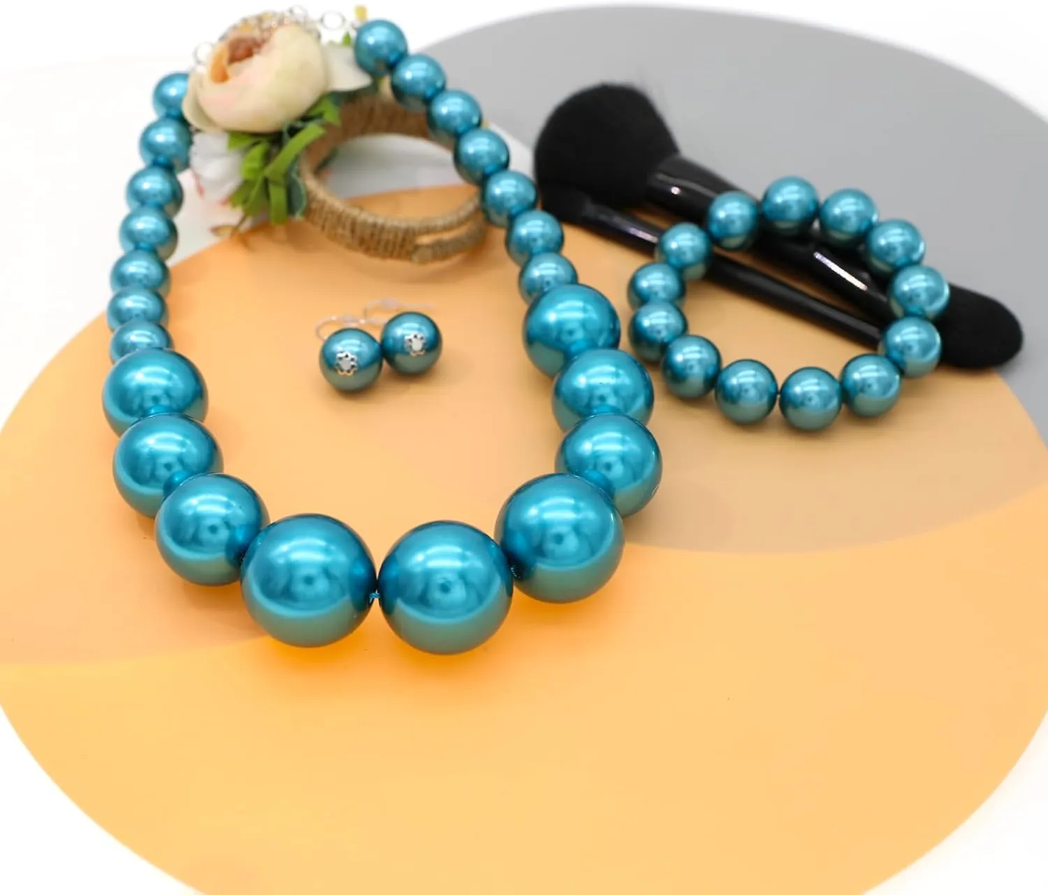 JNF Chunky Big Pearl Necklace for Women Faux Pearls Necklace set Large Beaded Pearl Collar Choker Necklaces Christmas Jewelry