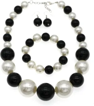 JNF Chunky Big Pearl Necklace for Women Faux Pearls Necklace set Large Beaded Pearl Collar Choker Necklaces Christmas Jewelry