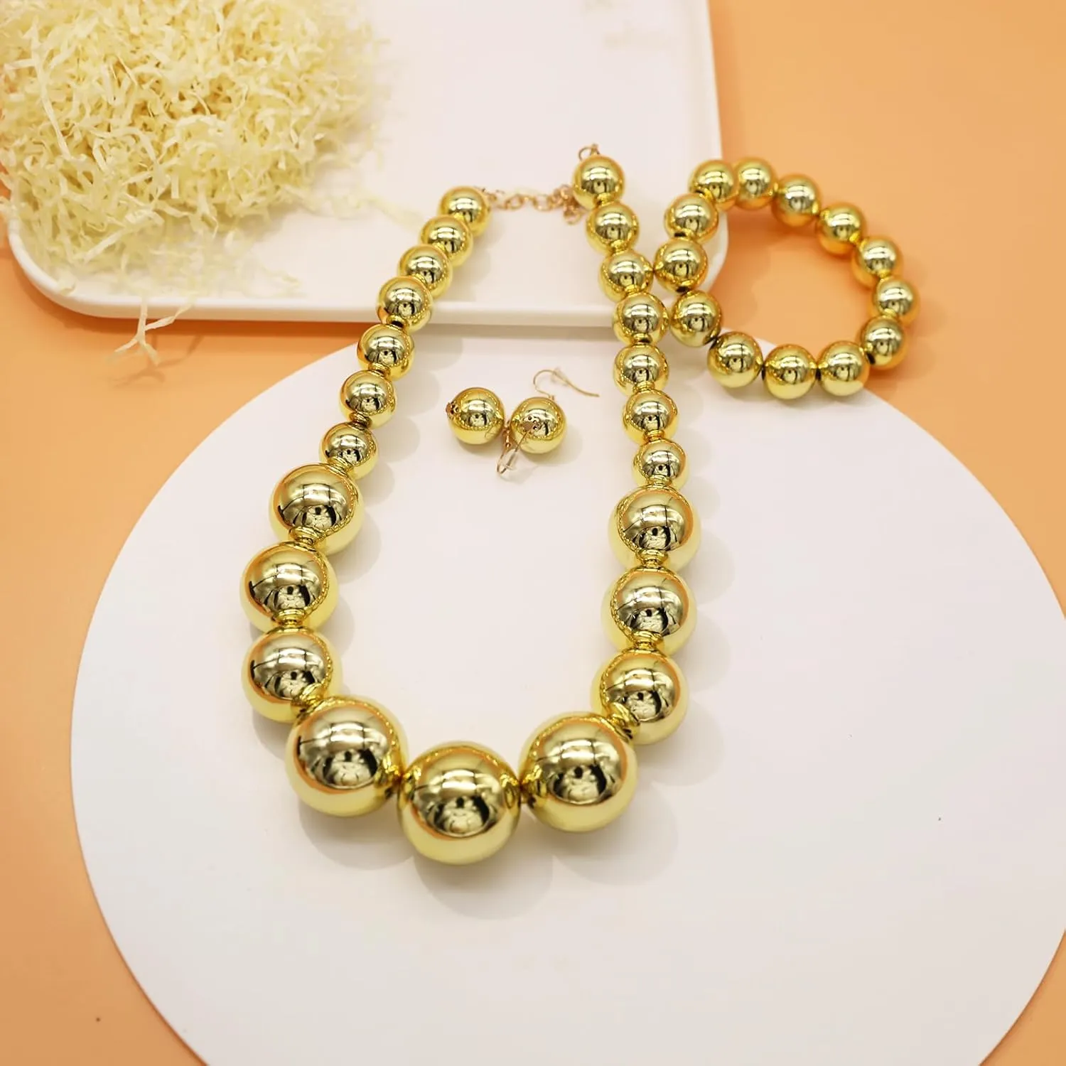 JNF Chunky Big Pearl Necklace for Women Faux Pearls Necklace set Large Beaded Pearl Collar Choker Necklaces Christmas Jewelry