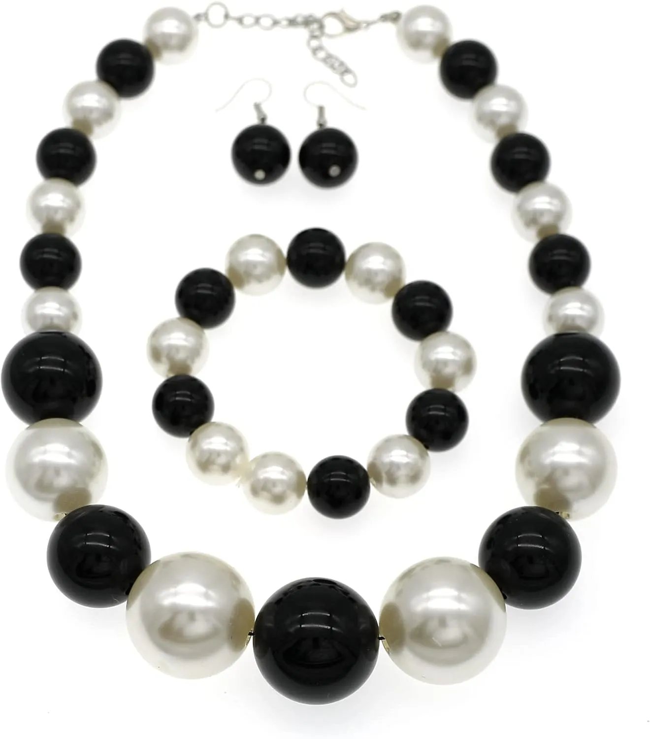 JNF Chunky Big Pearl Necklace for Women Faux Pearls Necklace set Large Beaded Pearl Collar Choker Necklaces Christmas Jewelry