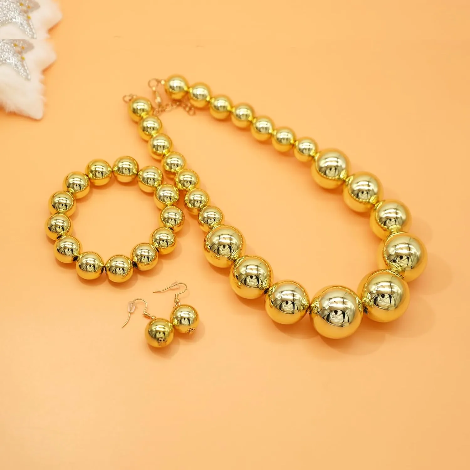 JNF Chunky Big Pearl Necklace for Women Faux Pearls Necklace set Large Beaded Pearl Collar Choker Necklaces Christmas Jewelry