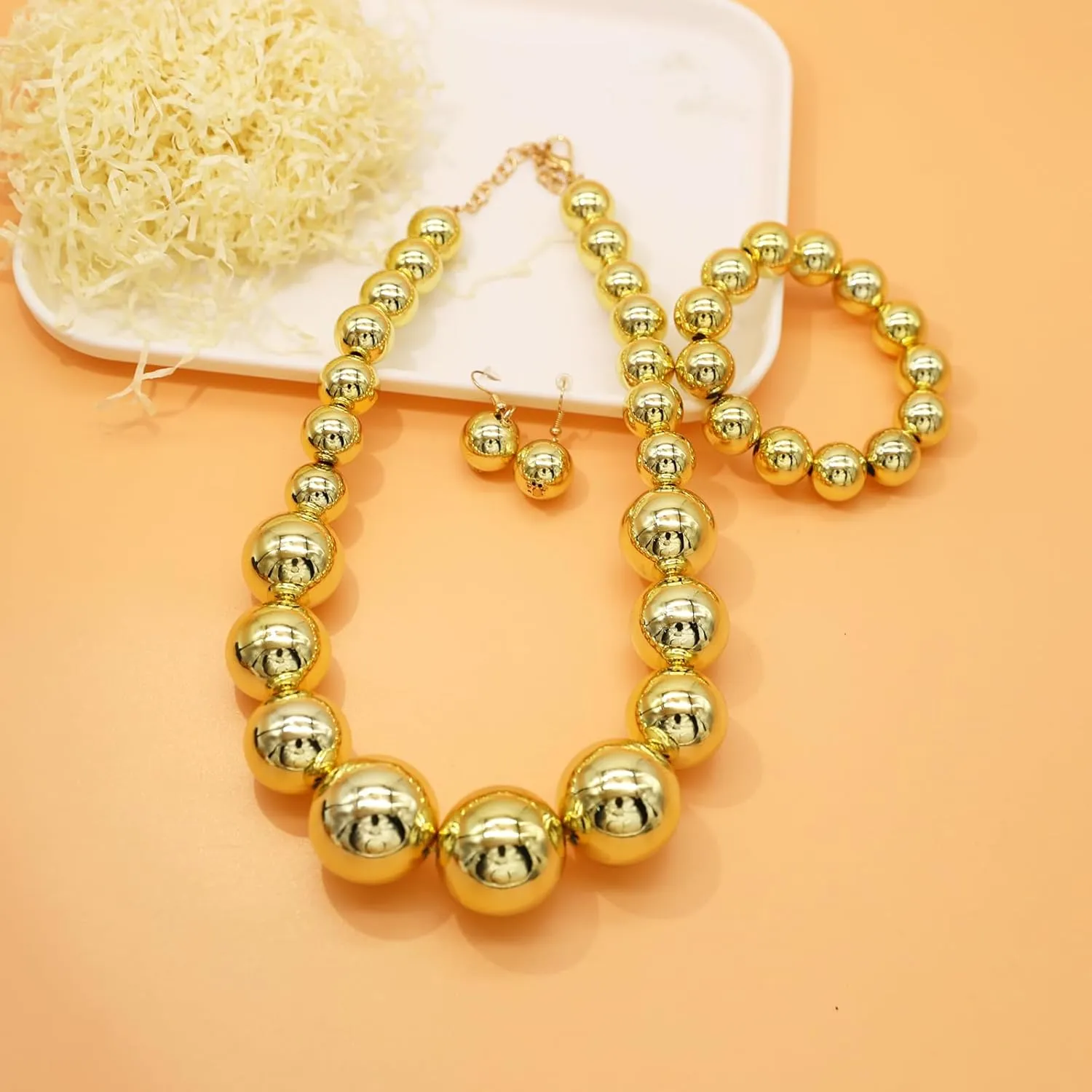 JNF Chunky Big Pearl Necklace for Women Faux Pearls Necklace set Large Beaded Pearl Collar Choker Necklaces Christmas Jewelry